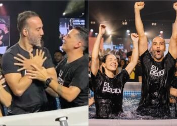 Jorge Iggor é batizado ao lado da esposa: ‘Deus trabalhou’